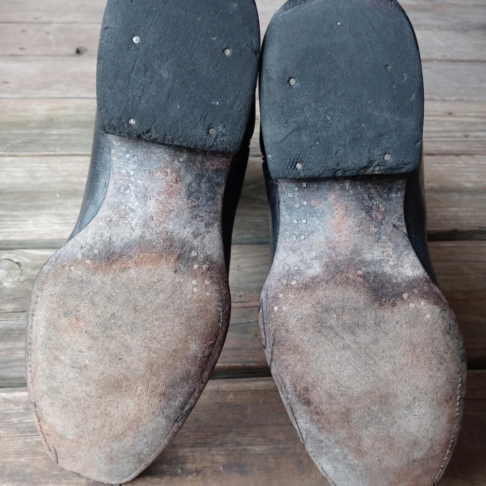 San Angelo Boots men's Western black leather stitch-seamed long toe sz 7.5D. 166